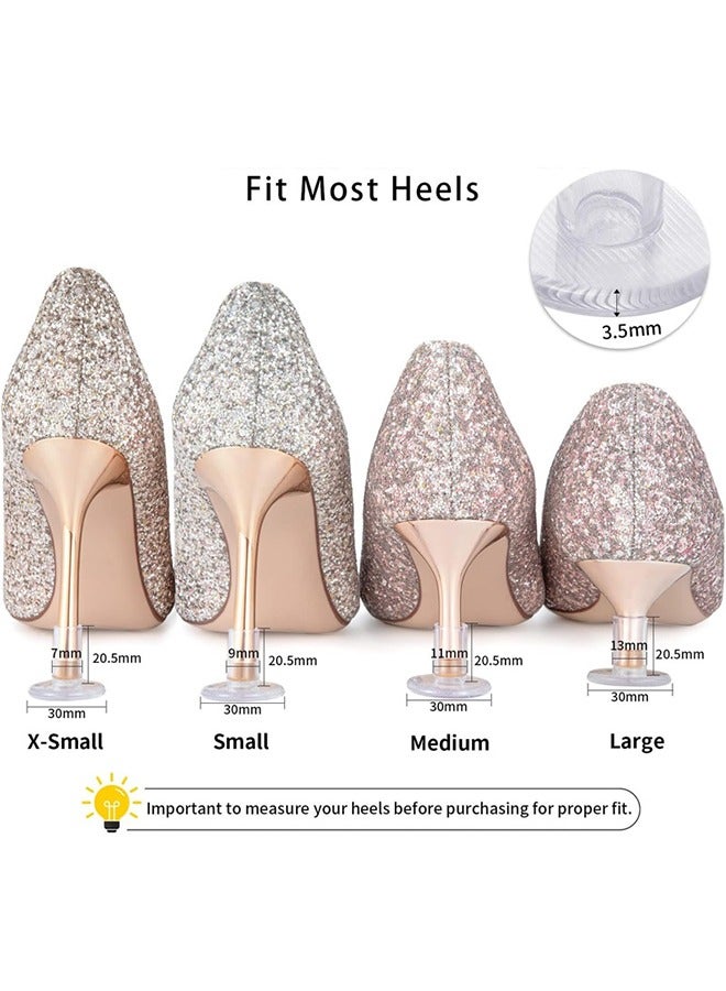 8 أزواج واقيات الكعب العالي للأحذية ذات الكعب العالي ، أحذية نسائية كعب التوفير سدادة للعشب / الأرضية غير المستوية / حفل الزفاف / الأحداث الخارجية (واضح / أسود) - Image 3